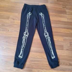 Cha Sor Black Bone Skeleton Fleece Jogger Sweatpants Size S NWOT